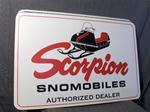 VINTAGE SCORPION DEALER METAL SIGN VINTAGE SNOWMOBILE TRAIL A SLED SCROPION DEALER METAL SIGN