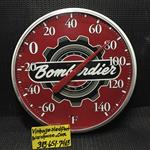 VINTAGE SKI DOO BOMBARDIER GEAR LOGO 12"  SKI DOO OLYMPIQUE ROTAX GEAR LOGO THERMOMETER BOMBARDIER CHALET