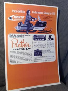 snowmobile vintage arctic cat 68 panther sled poster red