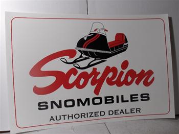 snwomobile vintage scorpion dealer poster sign