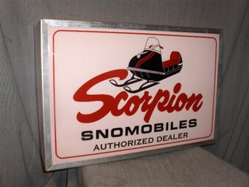 snowmobile vintage scorpion dealer light sign