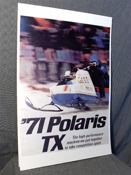 snowmobile vintage polaris tx 800 race sled poster