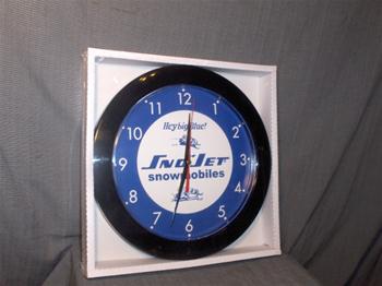 snowmobile vintage sno jet hey big blue clock