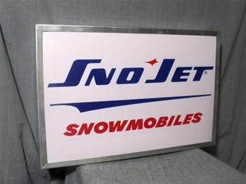 snowmobile vintage sno jet dealer logo sign