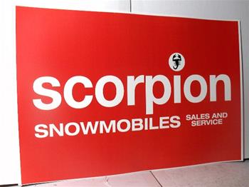 snowmobile vintage scorpion sled dealer poster sign cuyuna engine