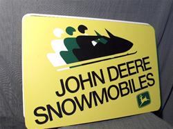 VINTAGE JOHN DEERE DEALER METAL SIGN VINTAGE SNOWMOBILE JOHN DEERE DEALER SIGN