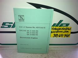SACHS SA2-440 RX ENGINE BOOK VINTAGE SNOWMOBILE SACHS EINGINE BOOK 4072.6E SA2-340X SA2-440 RX SA3-650 RX