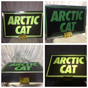 Vintage arctic cat dealer sign ARCTIC CAT kawaski spirit Suzuki engine snowmobiles ext king cat puma 760 Jlo panther trail cat 793 Hirth hirth 650 Red Baron hirth 194r 292 Jlo 230r montana pipes