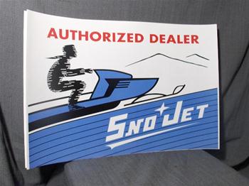snowmoblie vintage sno-jet sled authorized dealer aposter sign