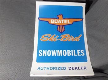 snowmoble vintage ski bird boatel sled dealer poster sign