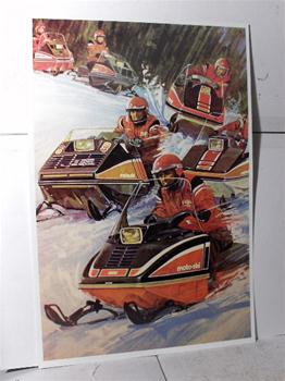 snowmobile vintage moto-ski grand sport b.s.e engine sled poster