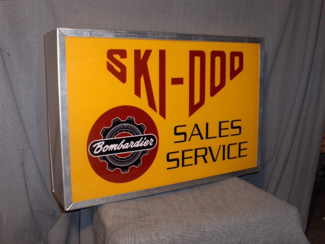 SKI DOO BOMBARDIER ROTAX DEALER 1965 V LIGHTED SIGN VINTAGE SLEDS